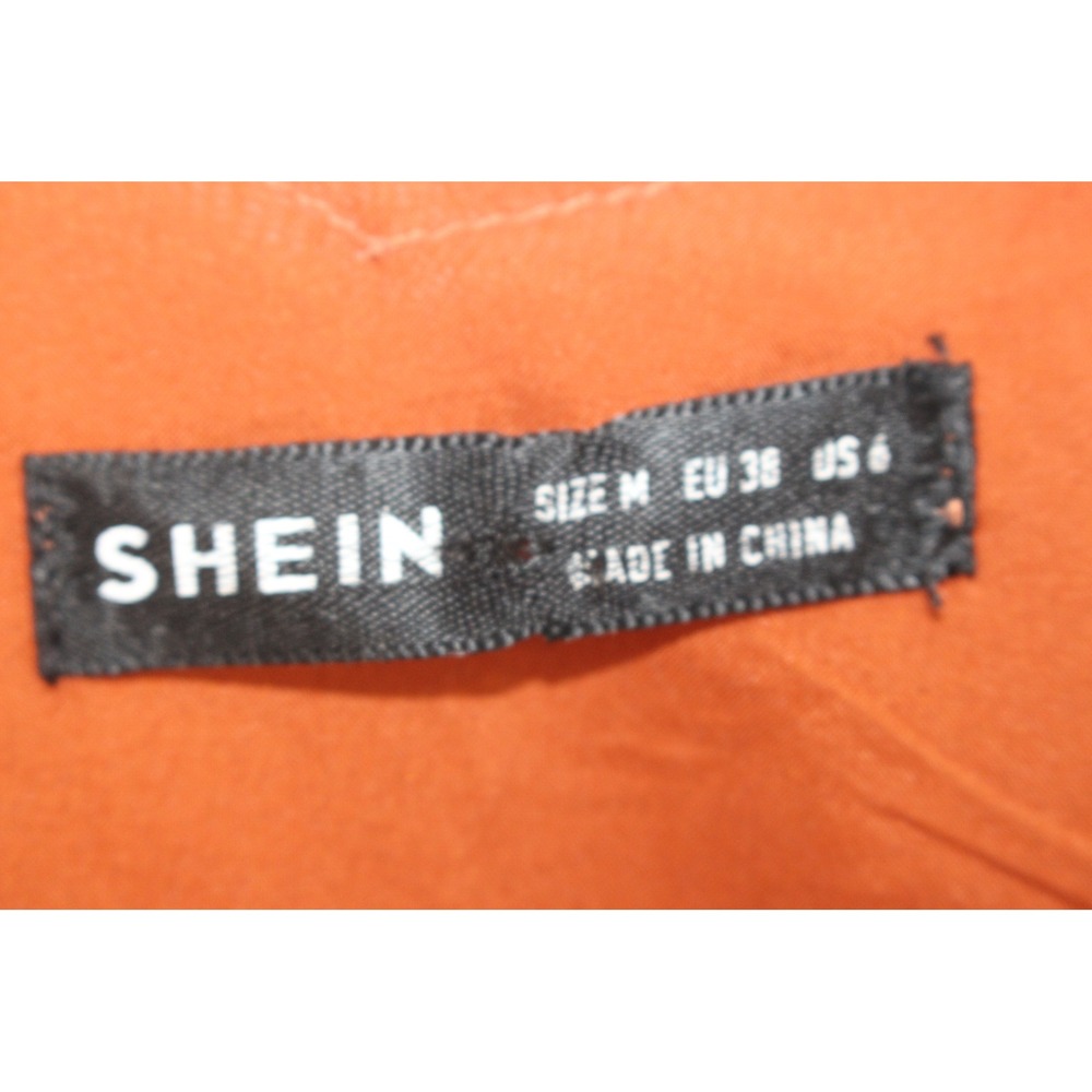SHEIN Blouse Swiss Dot Ruffle Shoulder Size M Rust Orange - Picture 5 of 8